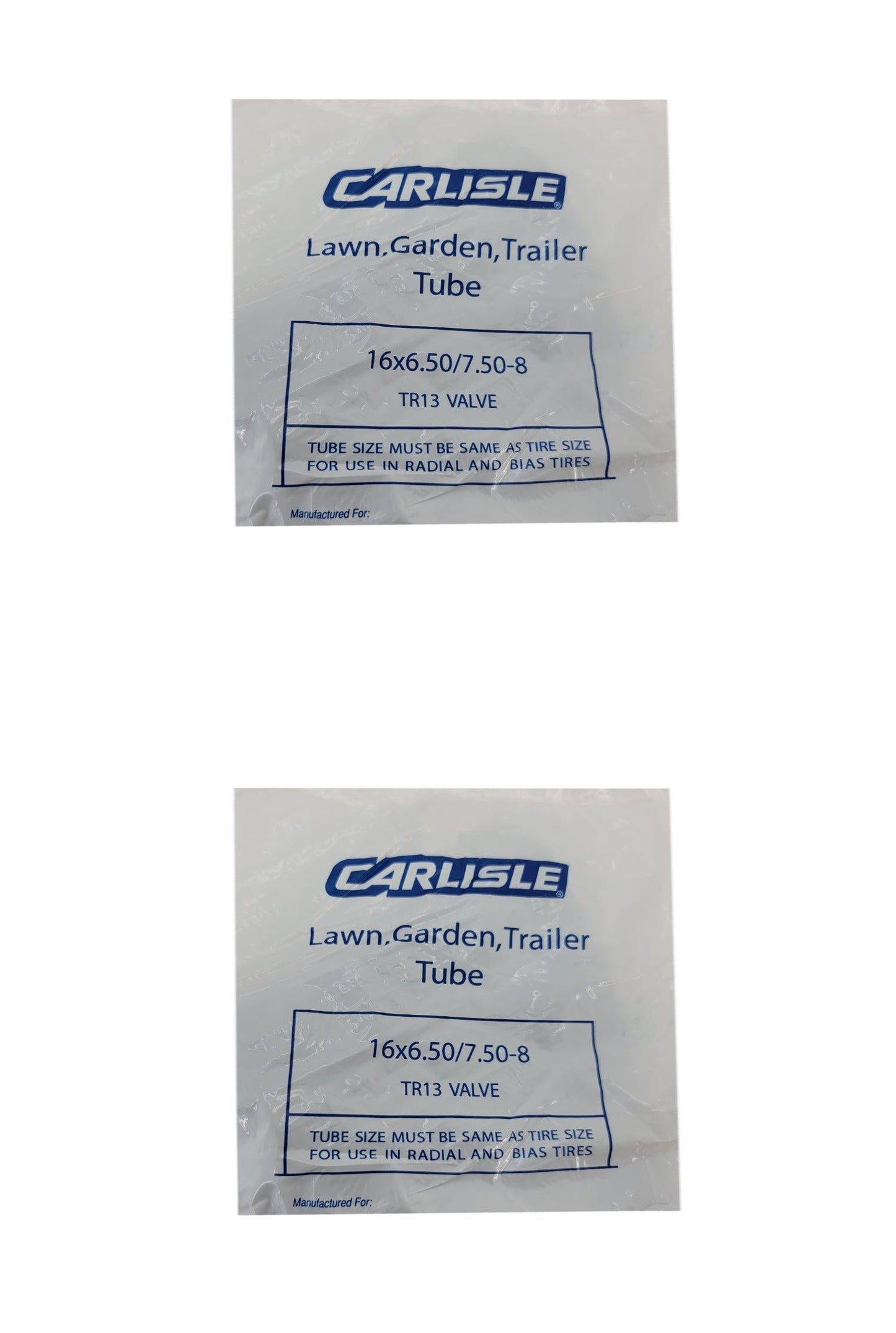 2 PACK TUBE-TIRE, STRAIGHT STEM, 16x6.50/7.50-8 - B1320420