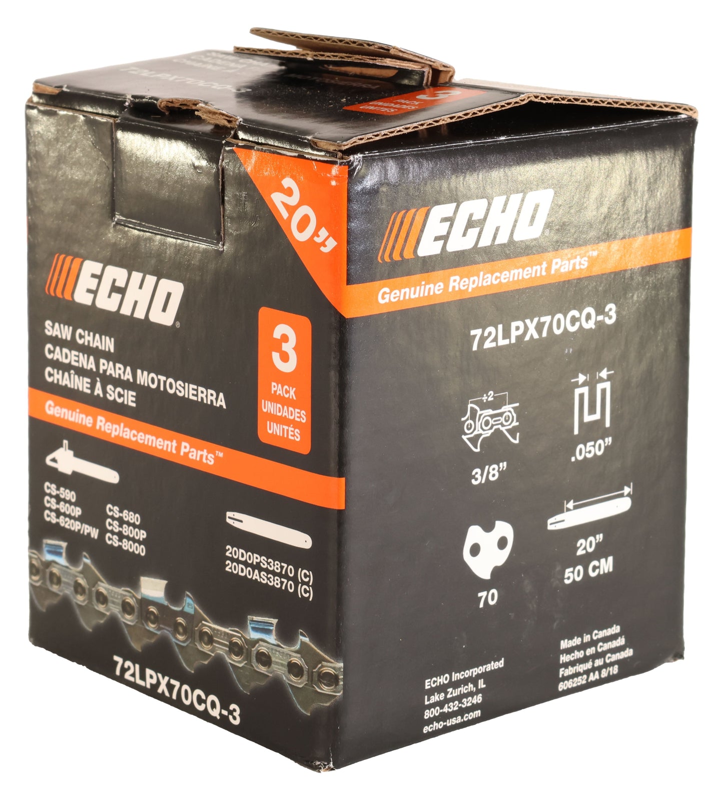 Echo Original Equipment Pack of 3 72LPX70CQ Chainsaw Chains - 72LPX70CQ-3