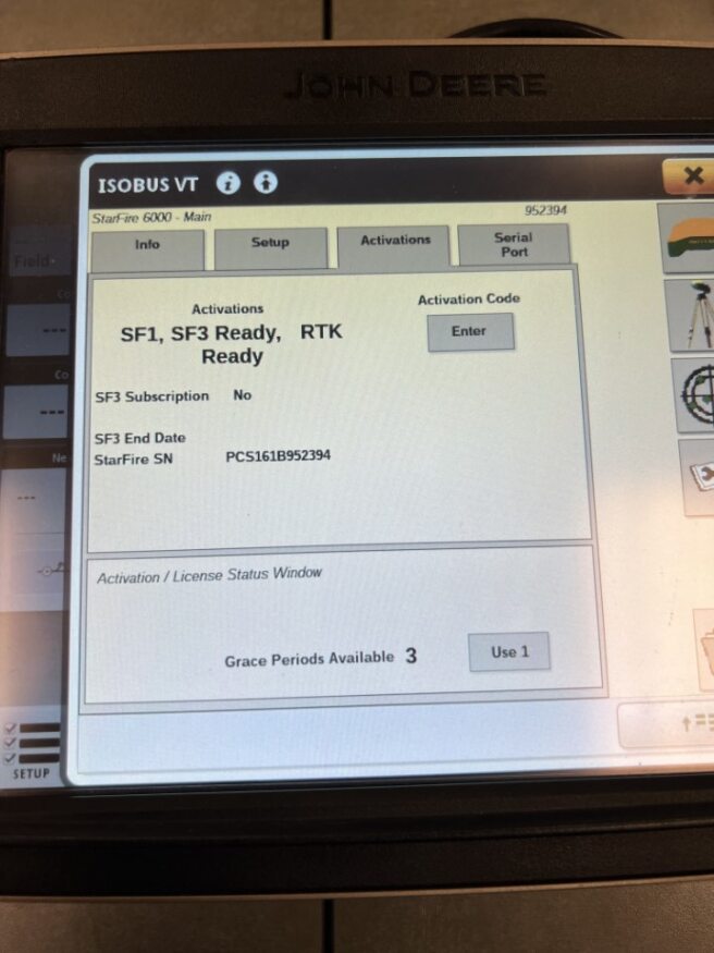 2018 John Deere Original Equipment SF6000 Receiver with SF3 Ready & RTK Ready - 384981