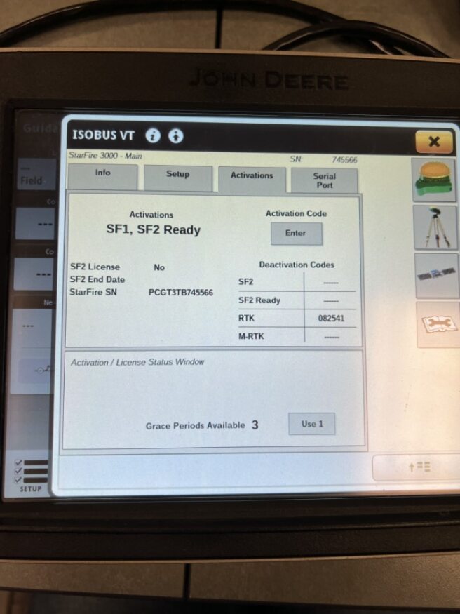2015 John Deere Original Equipment SF3000 Receiver with SF2 Ready & RTK Ready - 384982
