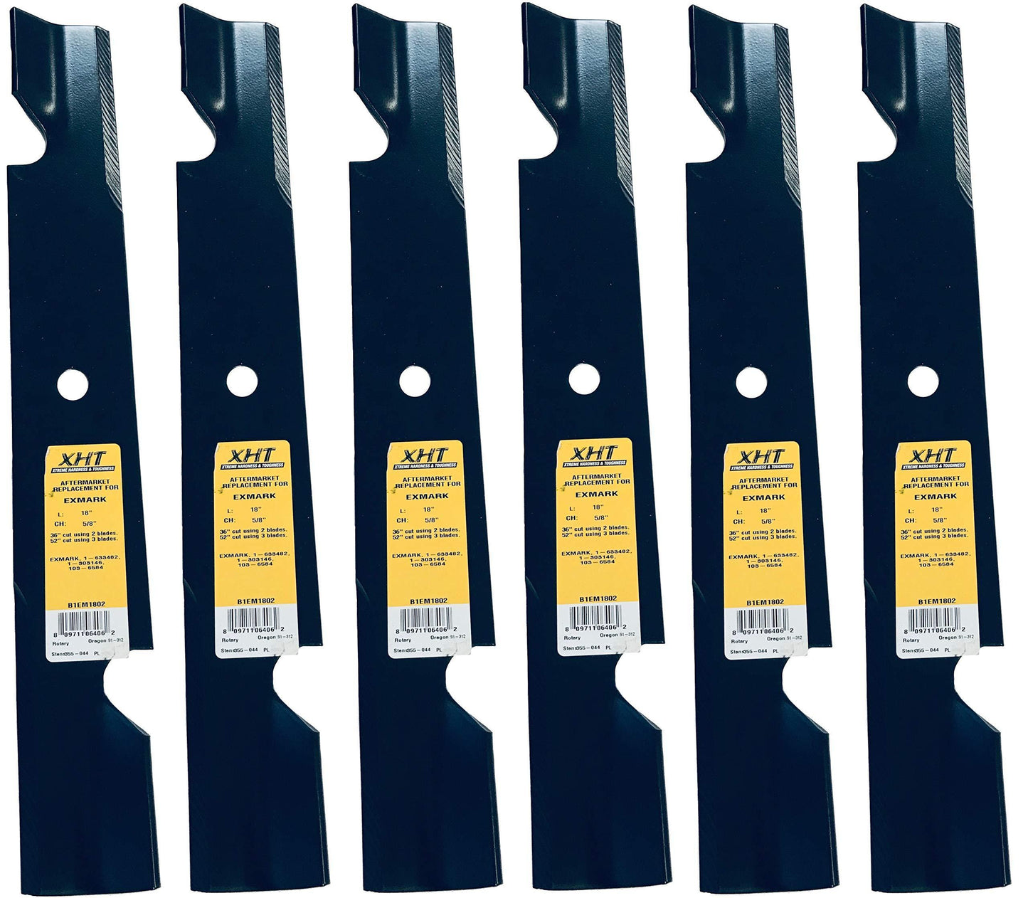 A&I XHT 18", 5/8", Notch Mower Blade (Set of 6) - B1EM1802,6