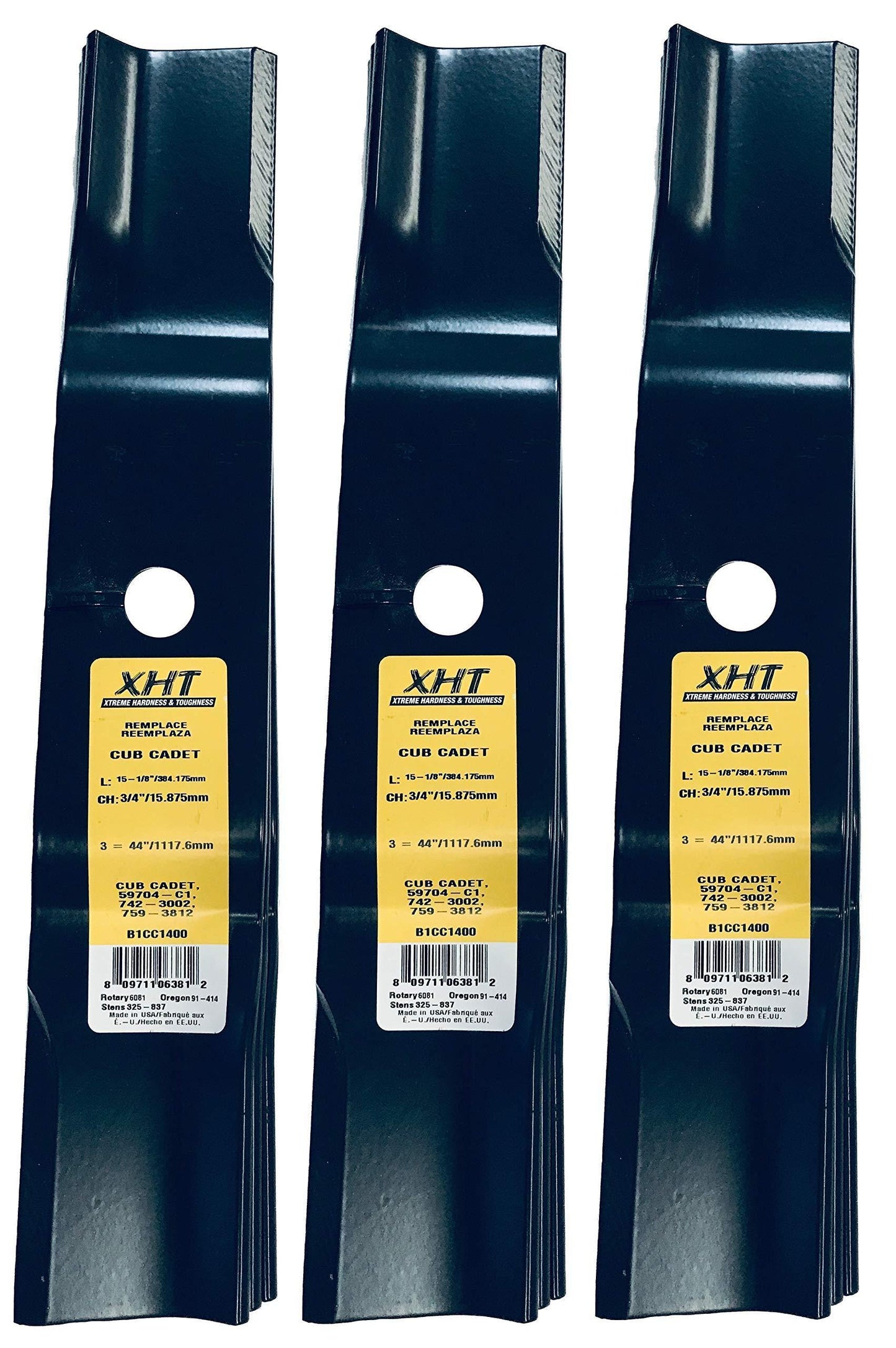 A&I XHT 15-1/8", 3/4" Mower Blade (Set of 3) - B1CC1400,3