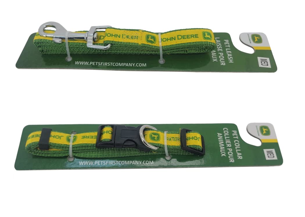 John Deere Size MEDIUM Satin Pet Collar & Leash Set - LP83249A