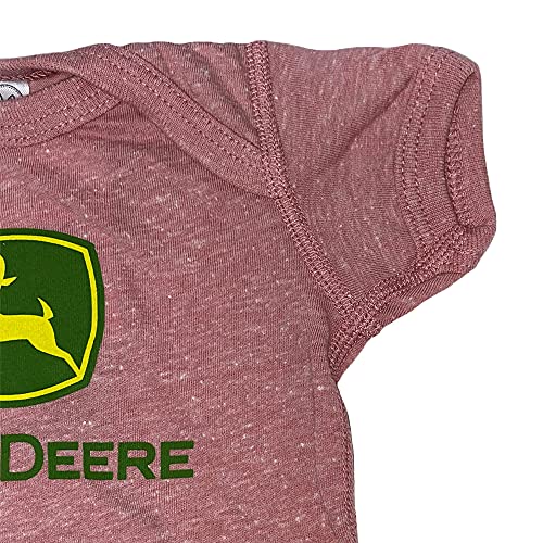 John Deere Infant Short Sleeve Pink Mauve One Piece Bodysuit Sizes 6, 12, 18 Months