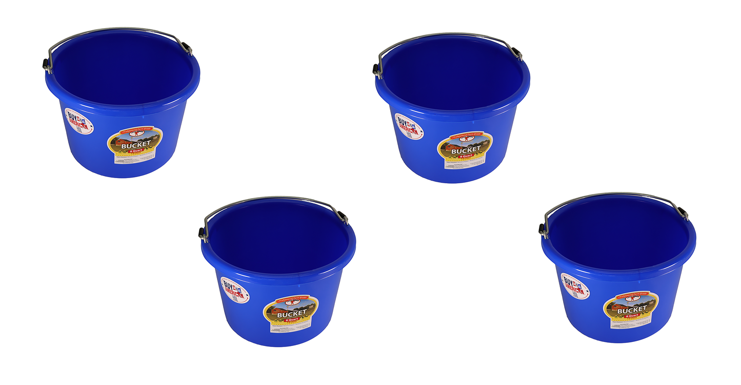 Little Giant Blue 8 Quart Plastic Bucket Pack of 4 - P8BLUE
