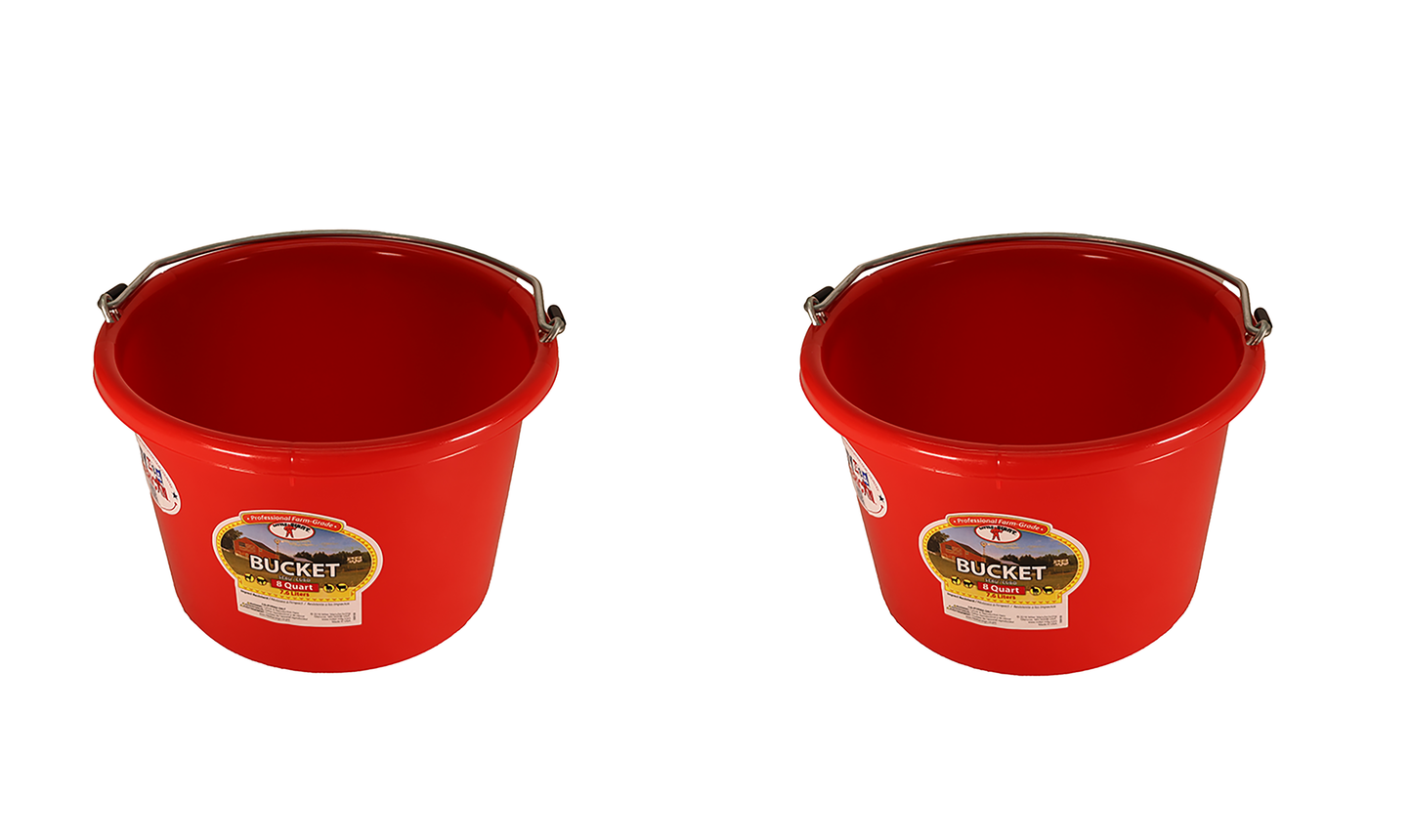 Little Giant Red 8 Quart Plastic Bucket Pack of 2 - P8RED