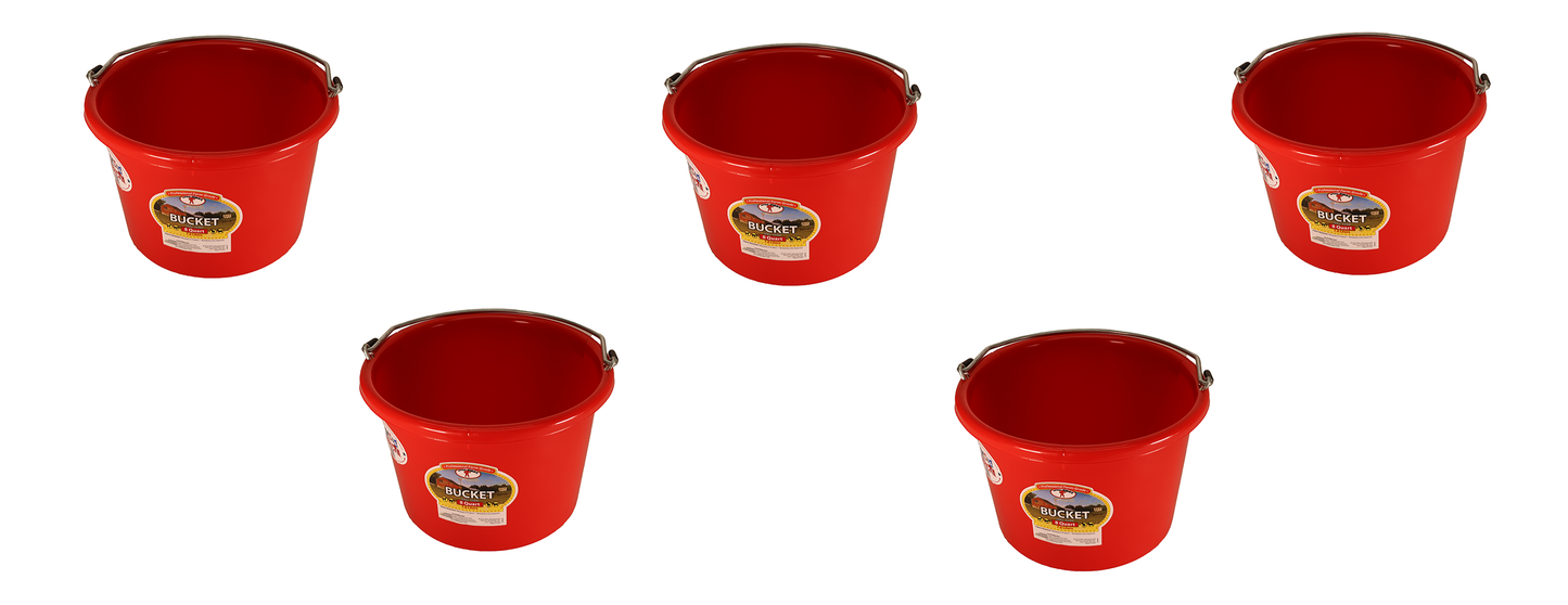 Little Giant Red 8 Quart Plastic Bucket Pack of 5 - P8RED