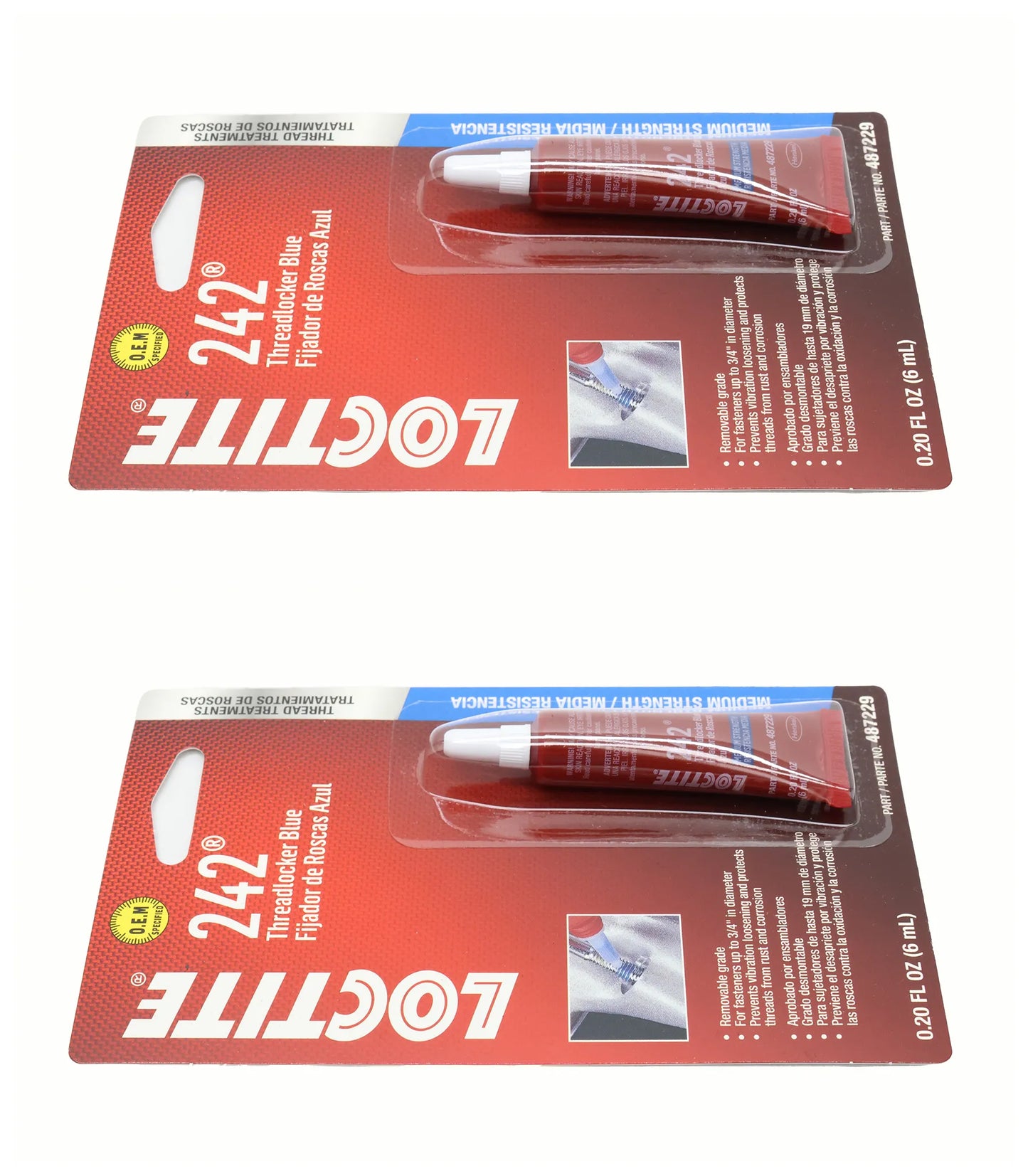 John Deere Original Equipment Loctite® Threadlocker 242®, Tube 6 Ml (0.20 Oz) (2-PACK) - PM37418