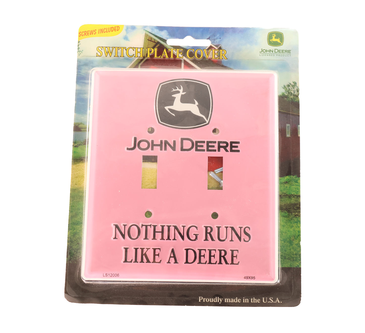 Close-up of the John Deere Pink Light Switch Cover LS12006