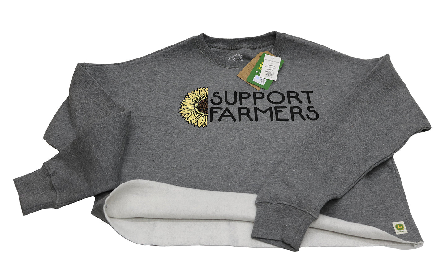 Top-down angle of John Deere ladies' Support Farmers crop fleece, medium
