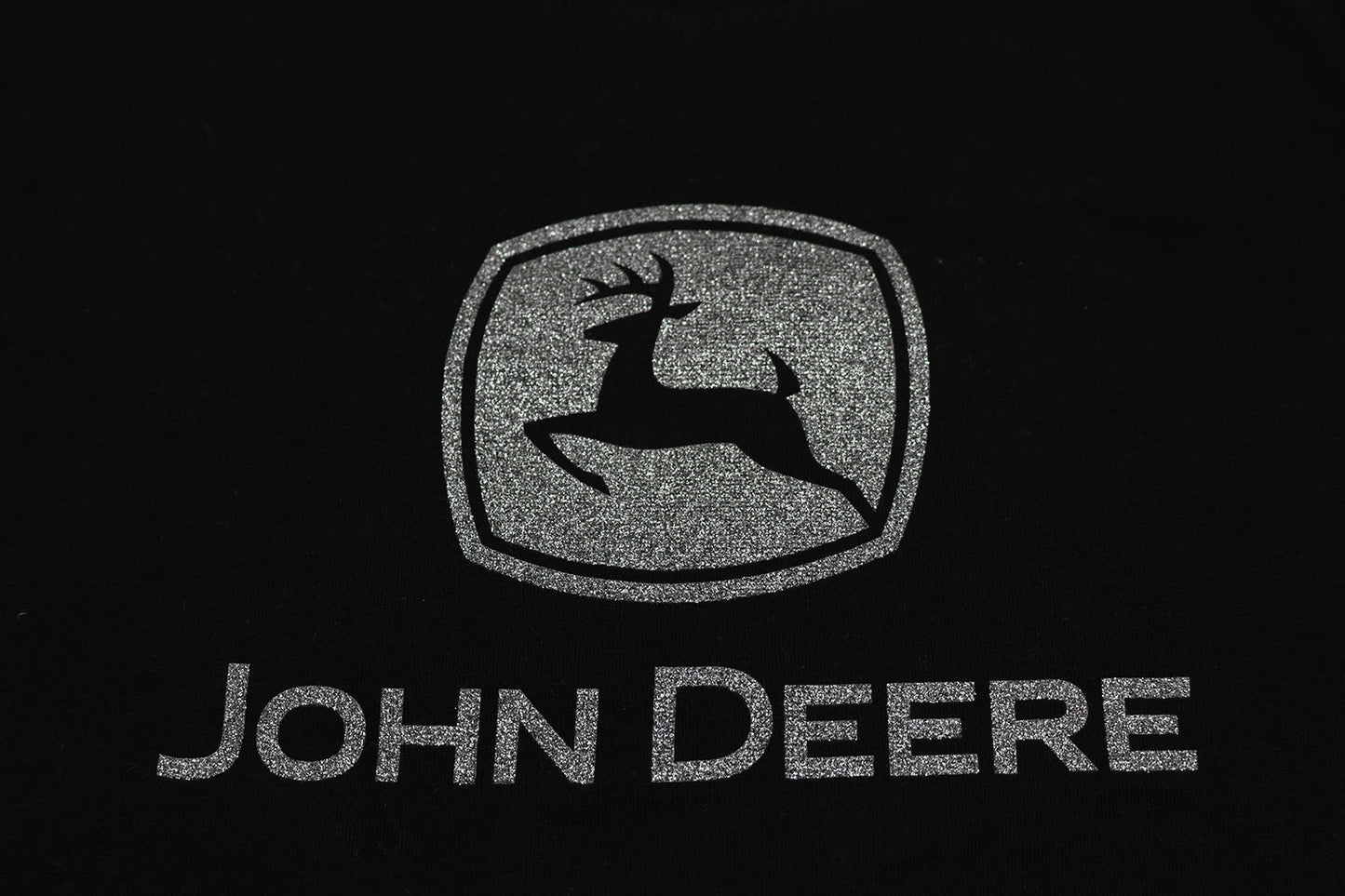 John Deere Ladies XL Black with Silver Glitter Logo Short Sleeve Tee - LP85219