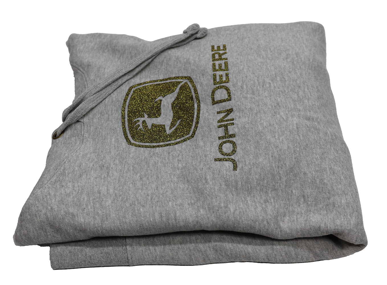 John Deere Ladies SMALL Gray Hoodie with Gold Glitter Logo - LP85223