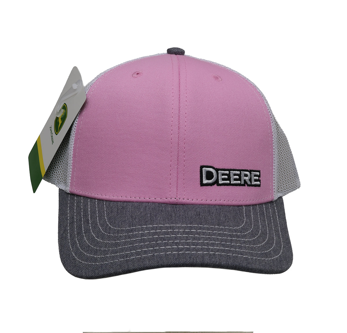 John Deere Pink/Grey/White Mesh Back Hat/Cap - LP87492