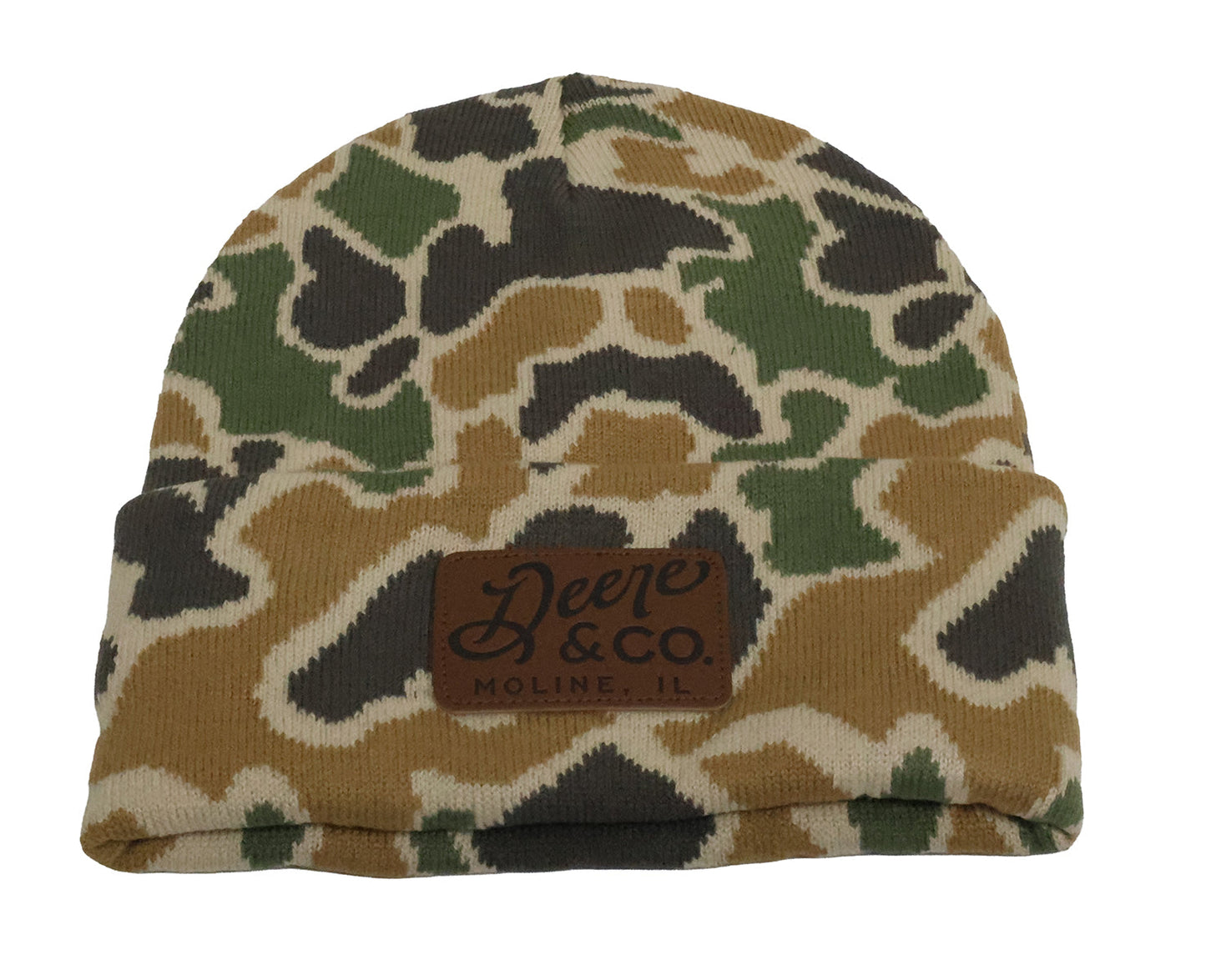 John Deere Unisex Jacquard Camo Cuffed Patch Beanie - LP88244