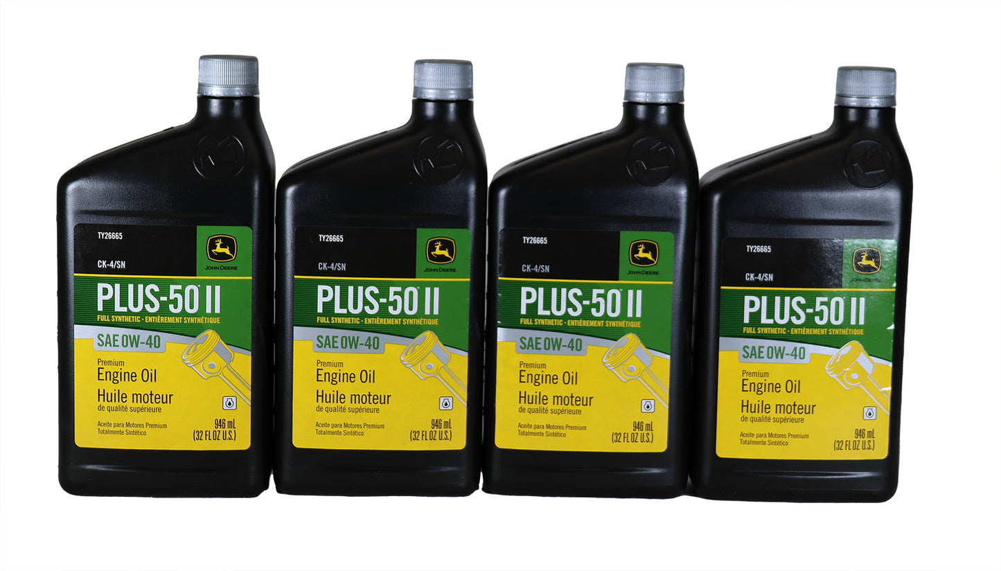 John Deere (4 PACK) Plus-50 II Full Synthetic SAE 0W-40 Engine Oil - TY26665