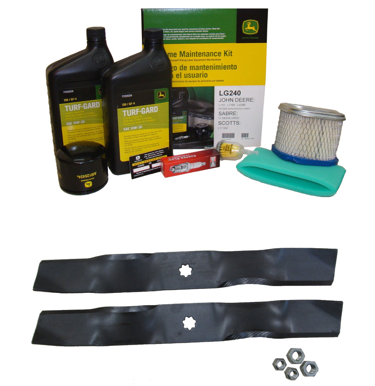 John Deere Original Equipment Model LT160 Maintenance Kit + Mulching Blades, 38" Mower Deck