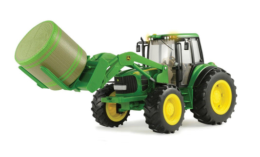 Big Farm Lights & Sounds John Deere 1:16 Scale 7330 Tractor with Bale Loader & Round Bale