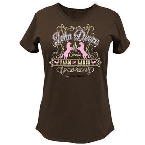 Ladies John Deere Farm and Ranch T-Shirt (Brown)(Medium) - LP52237