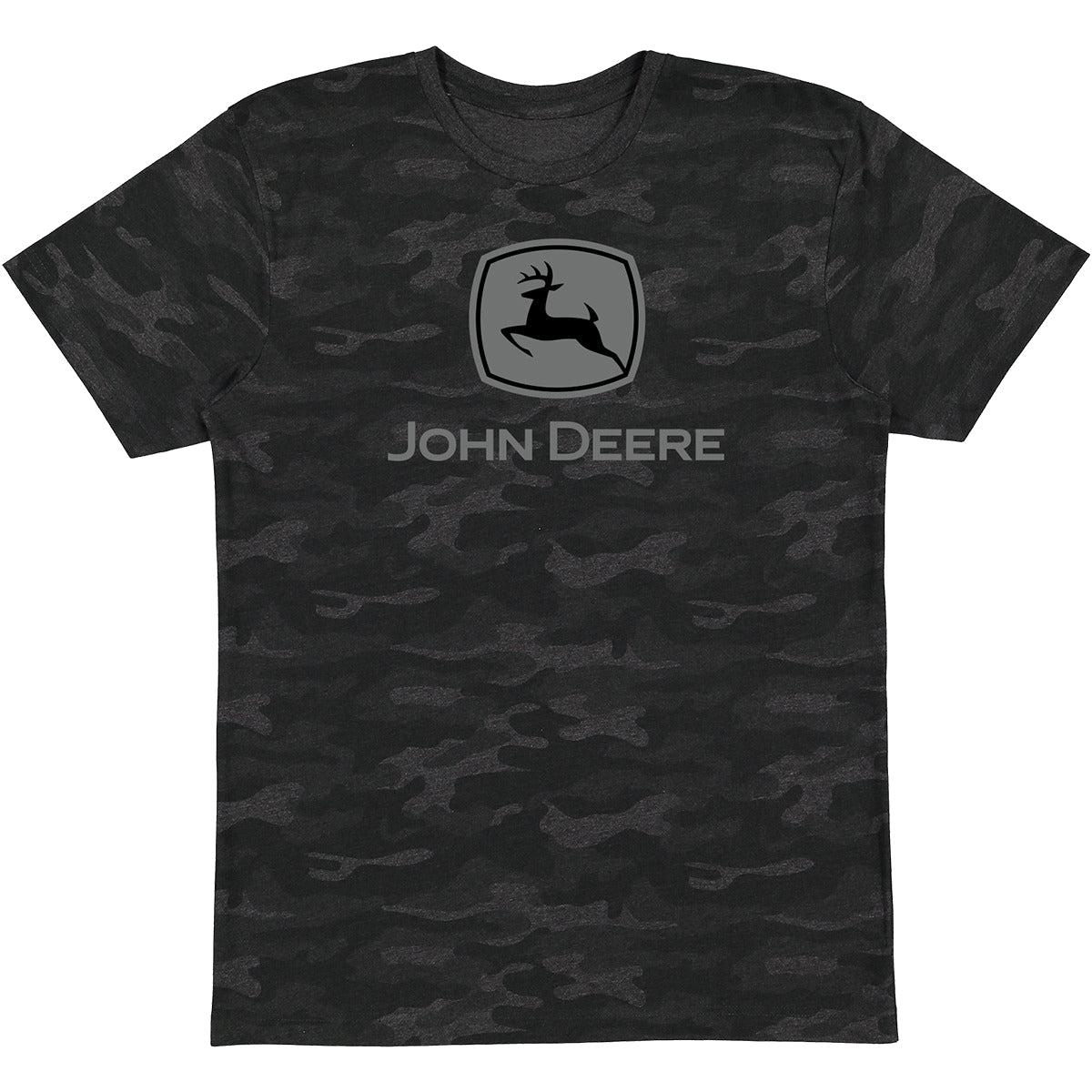 John Deere Mens Black Camo Short Sleeved T-Shirt Large - LP76922
