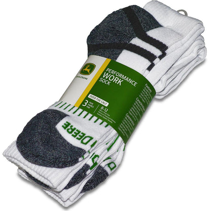 John Deere Men's 3 Pack Performance Work Sock (White)(Over The Calf) - LP73320