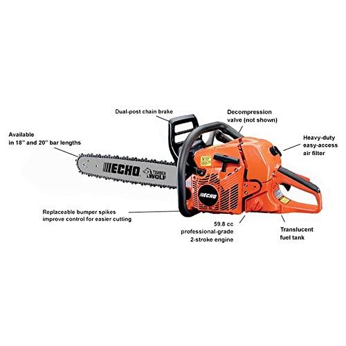 Echo 20 in. 59.8 cc Gas 2-Stroke Rear Handle Timber Wolf Chainsaw - CS-590-20