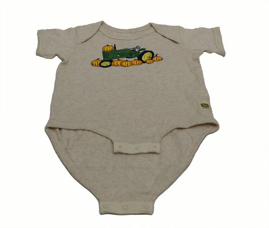 John Deere 12 Months Pumpkin Tractor Bodysuit