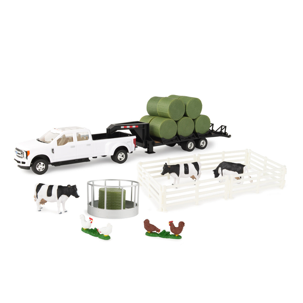 1/32 Big Roads Ford Truck w/ Round Bales Hauling Set Toy - LP82786