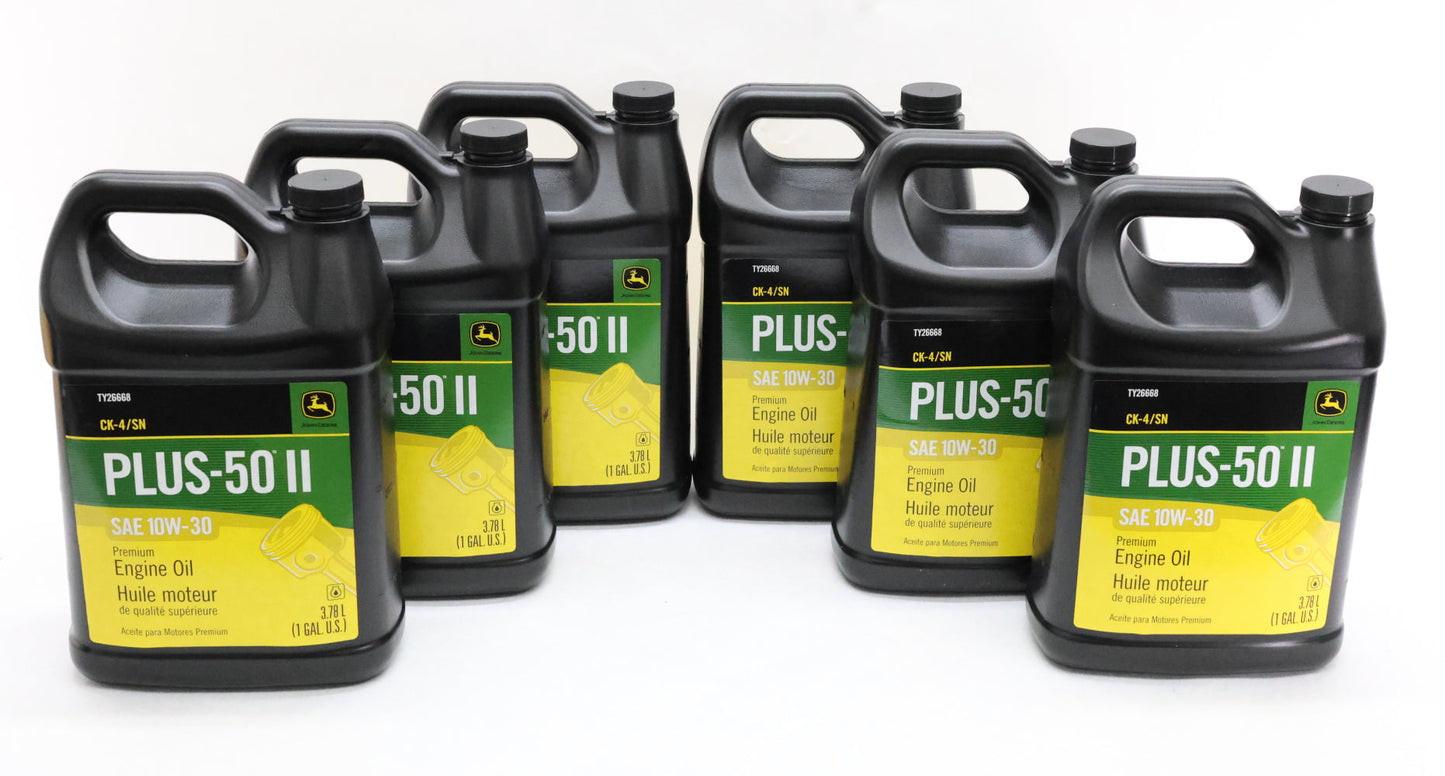 John Deere Original Equipment (6 GALLONS) Plus-50 II SAE 10W-30 Engine Oil - TY26668