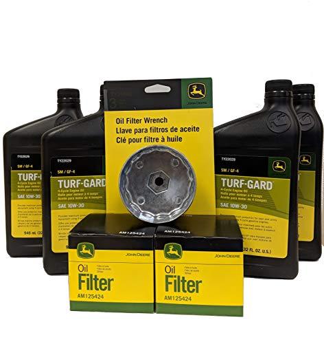 John Deere Double Oil Change Kit Including Oil Filter Wrench - (4) TY22029 + (2) AM125424 +TY26640