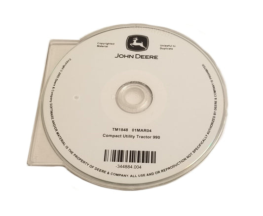 John Deere 990 Compact Utility Tractor Technical Manual CD - TM1848CD