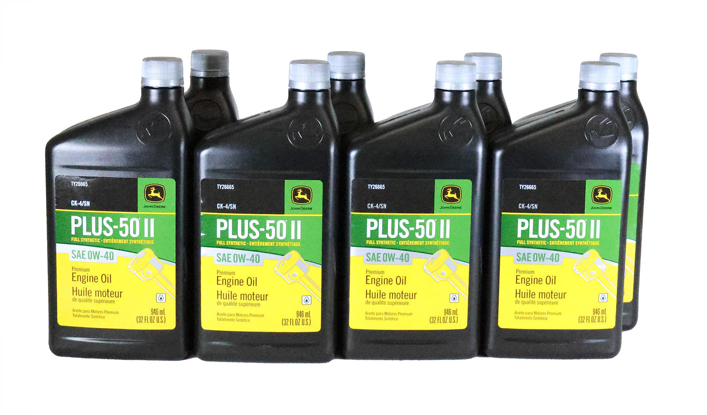 John Deere (8 PACK) Plus-50 II Full Synthetic SAE 0W-40 Engine Oil - TY26665