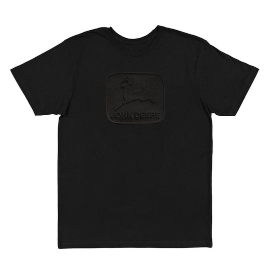 John Deere Short Sleeve Black Vintage Embossed TM T-Shirt Size Medium - LP84102