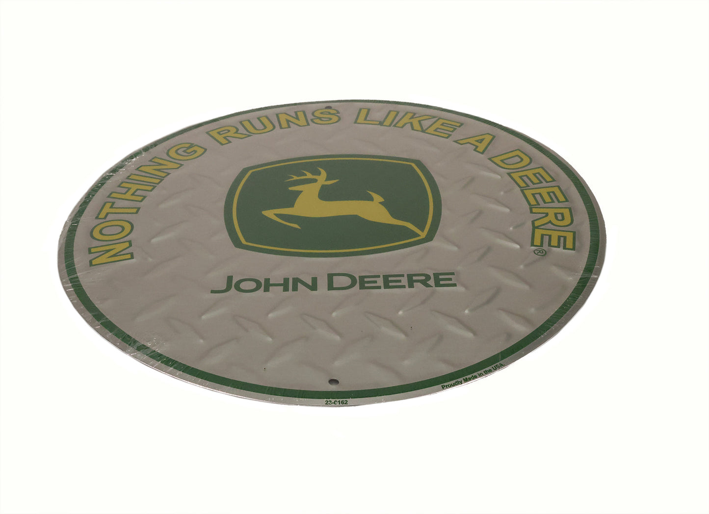 John Deere Round Silver Logo Metal Sign - LP85808