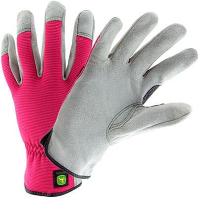 Ladies John Deere Cowhide Gloves with Spandex Back (Pink) - LP42422