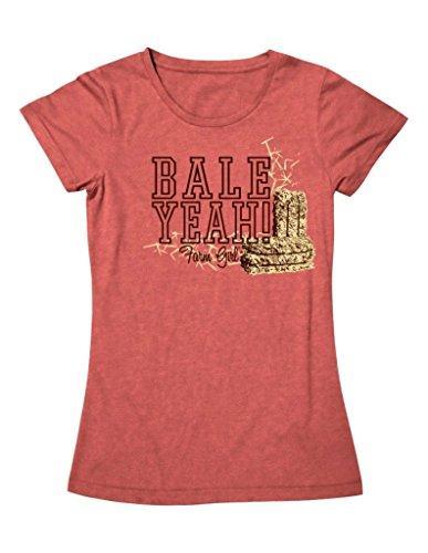 Ladies Farm Girl "Bale Yeah" T-Shirt (Sherbet Pink)(Medium) - 23007224M