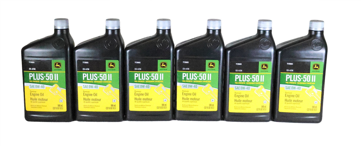 John Deere (6 PACK) Plus-50 II Full Synthetic SAE 0W-40 Engine Oil - TY26665