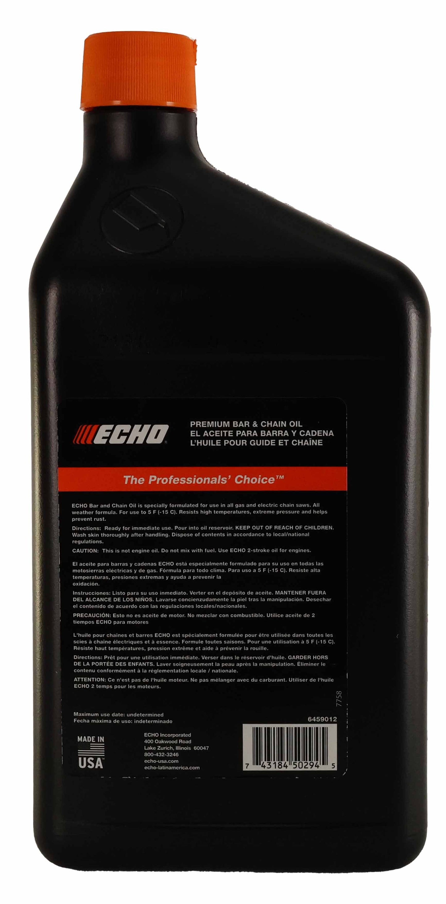 Echo Original Equipment Premium Bar and Chain Oil (1 Quart Bottle) - 6459012