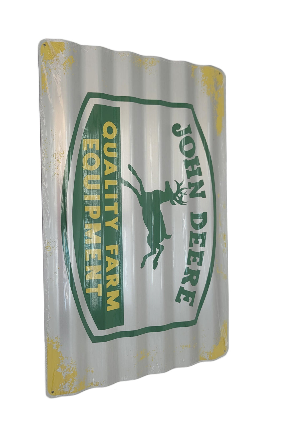 John Deere Metal Sign - Quality Farm Equipment, Corrugated, Silver - LP85809