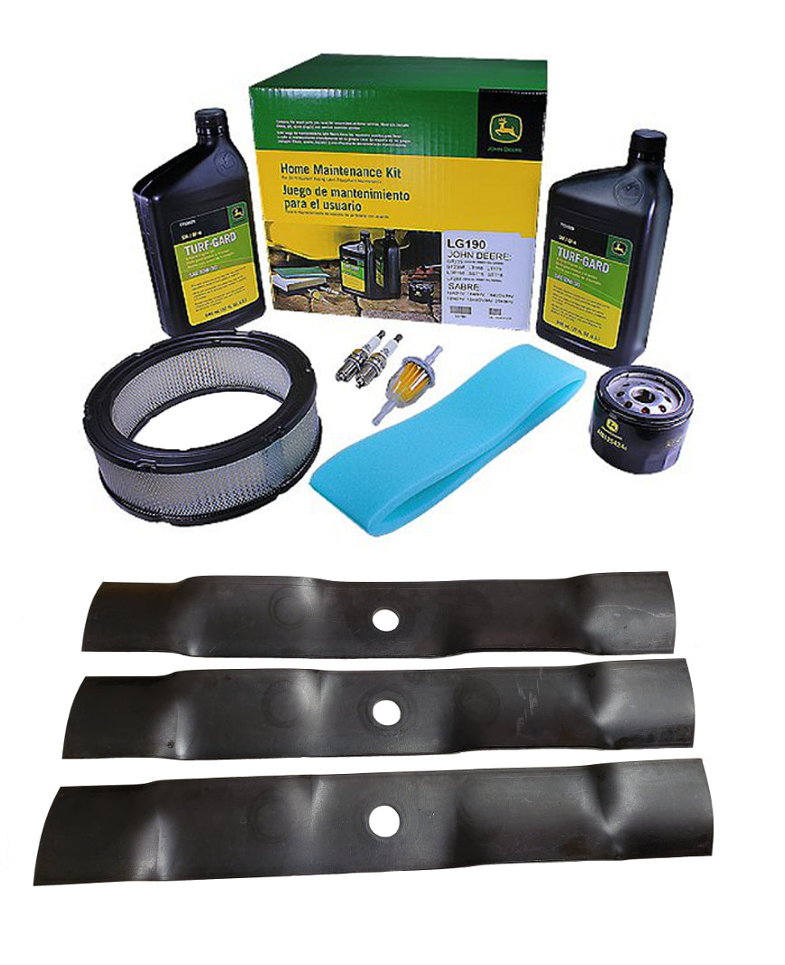 John Deere Original Equipment Model LX288 (S.N. -090,000) Maintenance Kit + Mulching Blades, 48C" Mower Deck