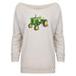 John Deere Ladies SMALL Watercolor Tractor Boatneck Sweatshirt - LP82256