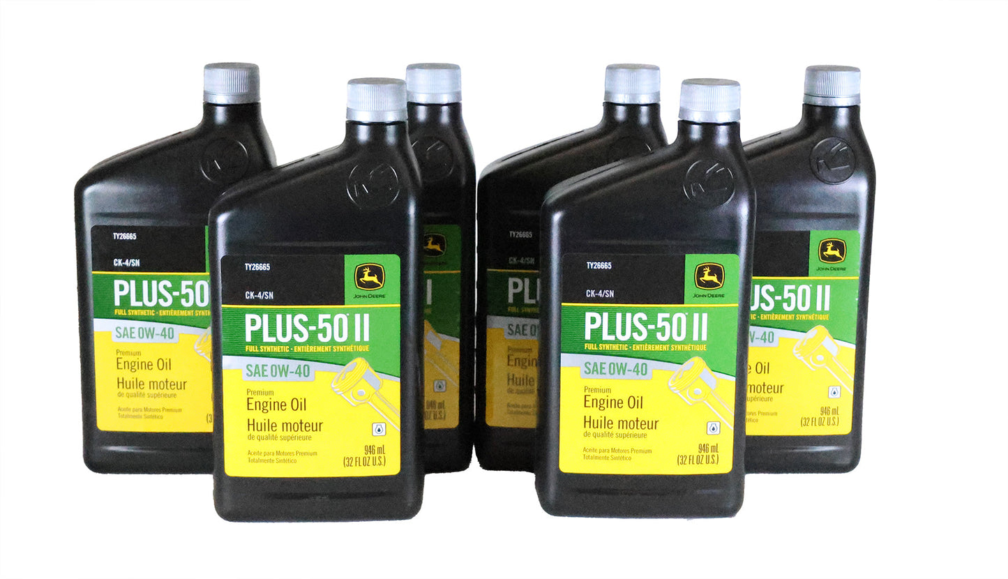 John Deere (6 PACK) Plus-50 II Full Synthetic SAE 0W-40 Engine Oil - TY26665