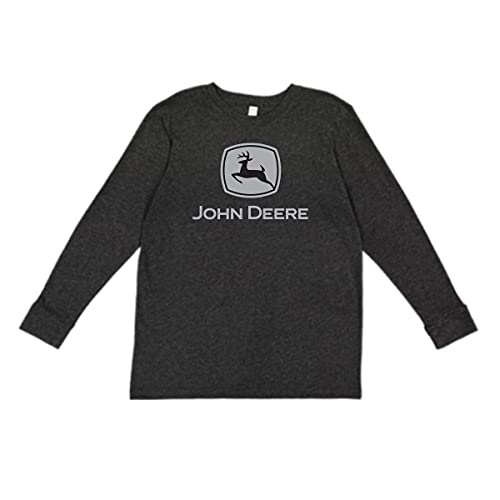 John Deere Youth Boy Long SLV Tee with Logo Heather