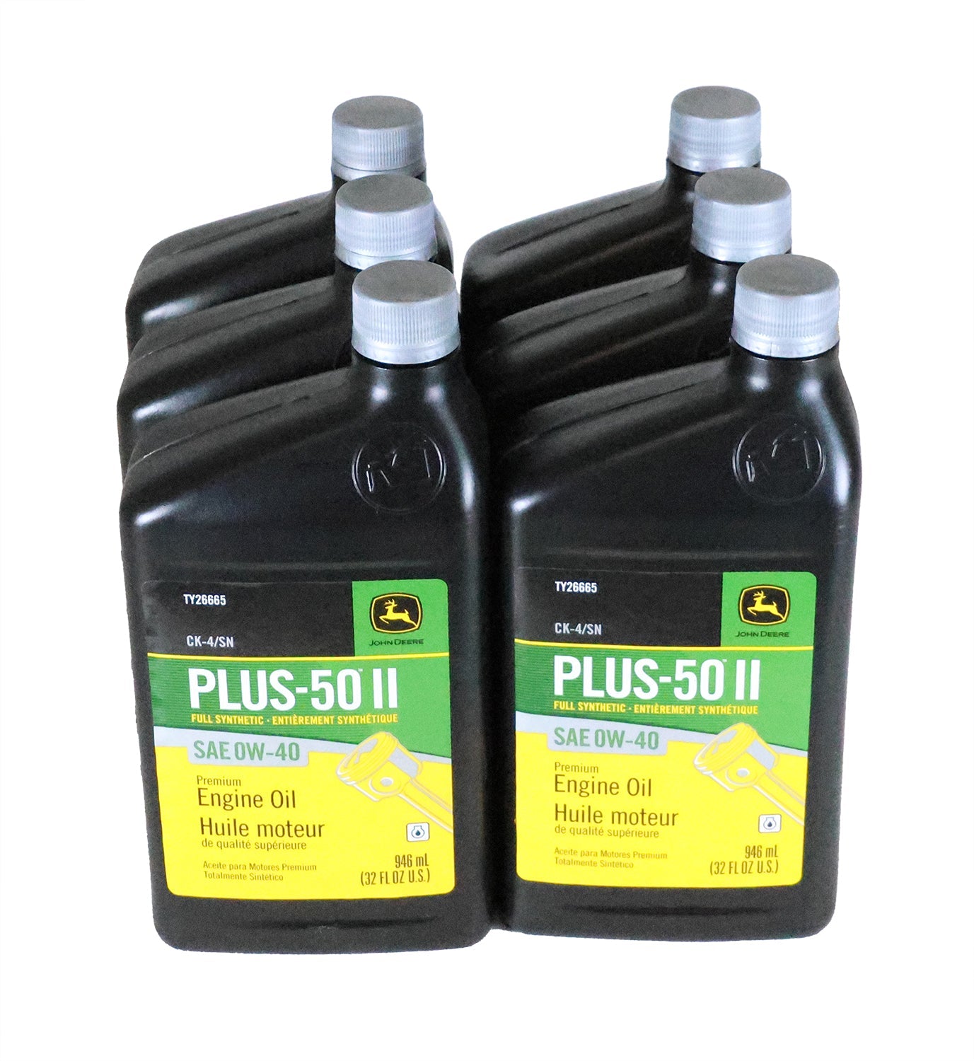 John Deere (6 PACK) Plus-50 II Full Synthetic SAE 0W-40 Engine Oil - TY26665