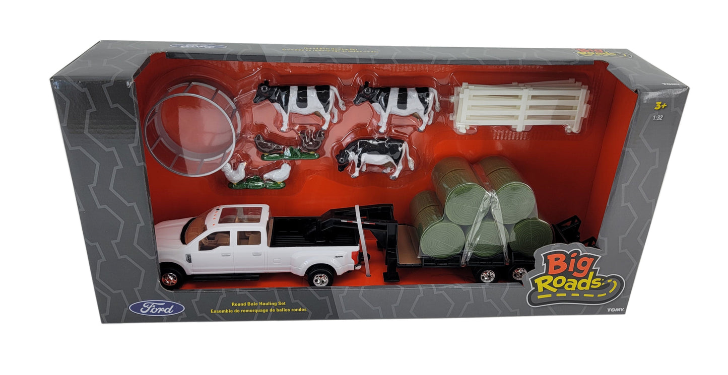 1/32 Big Roads Ford Truck w/ Round Bales Hauling Set Toy - LP82786