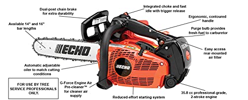 Echo 14-in. 35.8cc Gas 2-Stroke Top Handle Chainsaw - CS-355T-14