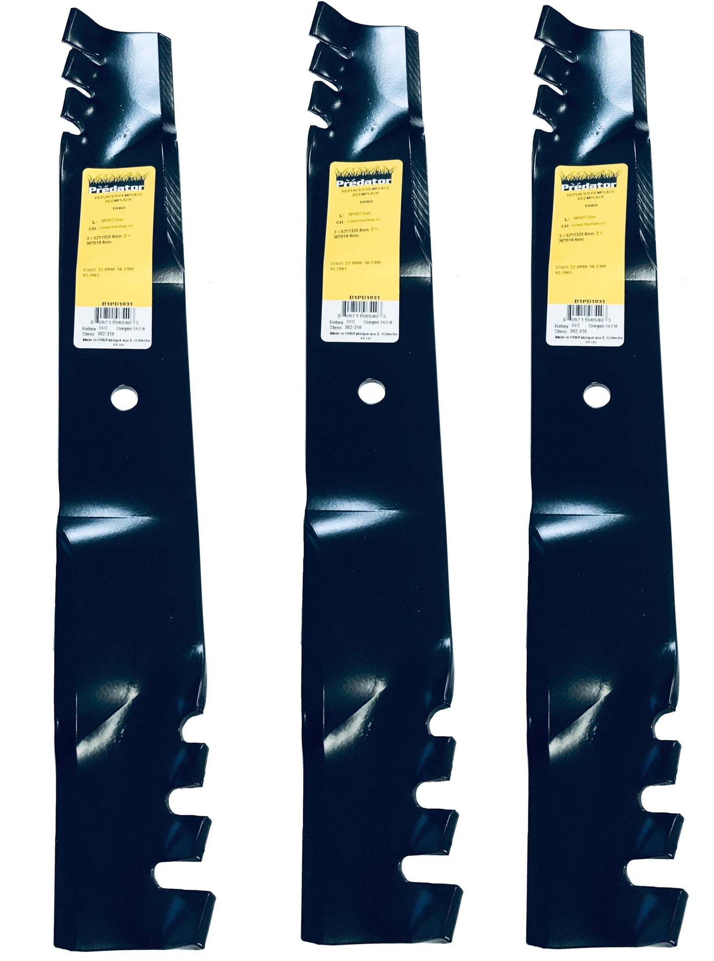 Predator 18", 1/2" Mulching Mower Blade (Set of 3) - B1PD1031,3