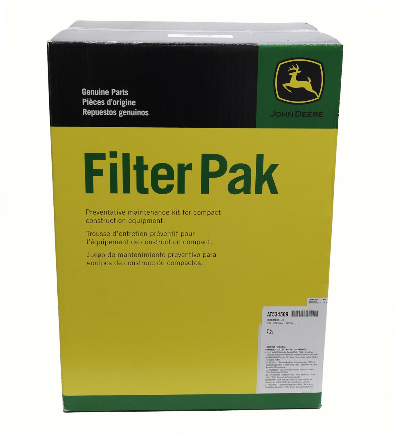 John Deere Original Equipment (50G)(1000 HOUR) Filter Pak - AT534509