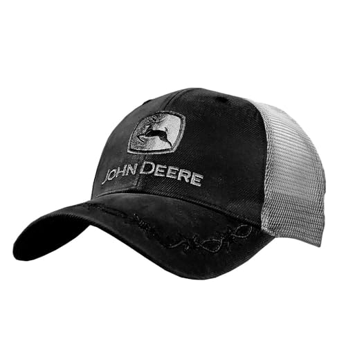 Men's John Deere Hat / Cap (Black / Gray Mesh) - LP68009