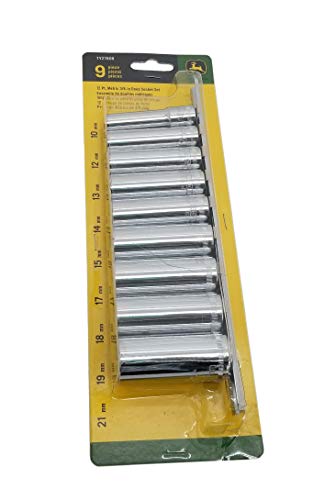 John Deere 9 Piece 12 PT Metric 3/8" Deep Socket Set - TY27808