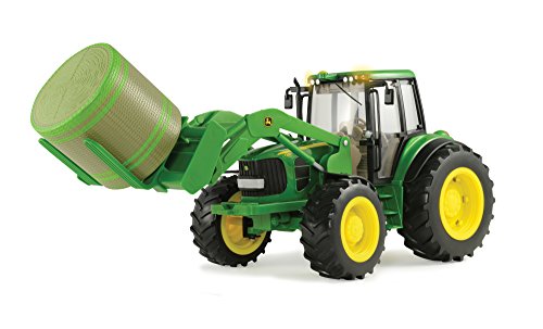 Big Farm Lights & Sounds John Deere 1:16 Scale 7330 Tractor with Bale Loader & Round Bale